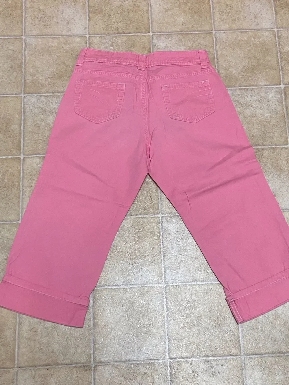 Cherokee Pink Cropped Jeans with Rolled Cuffs Girl Size L (10-12)